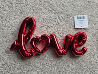 Target Spritz Valentine’s Day Red Metallic "Love" Script Tabletop Sign Decor 9”