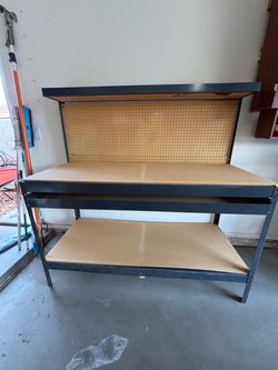 Metal Garage Workbench with Pegboard