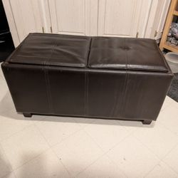 Faux Leather Ottoman w/ Storage