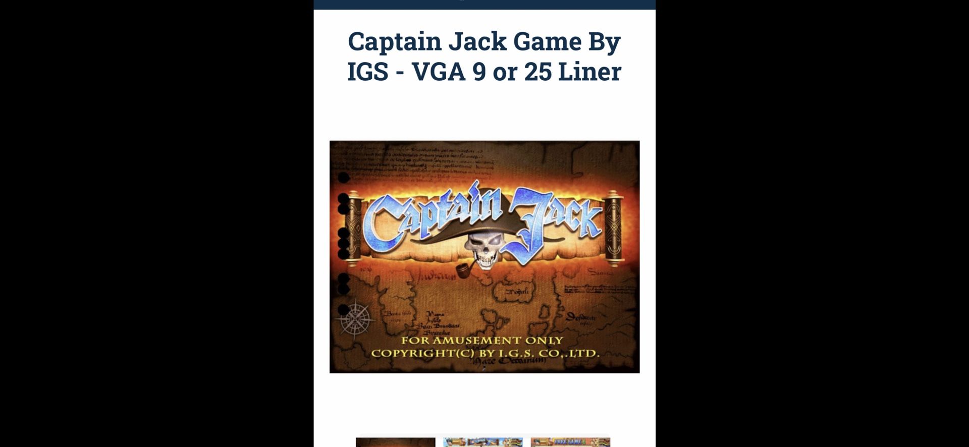 Captain Jack  Igs. Video Game Board Adult Arcade 