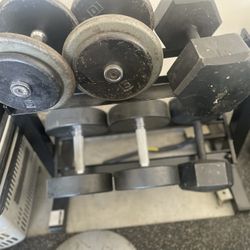 Weight rack including 35, 45, 55 set of dumbbells