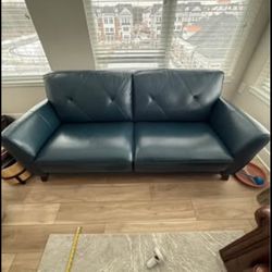 Teal Blue Leather Sofa – $1,200 OBO
