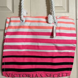 Victorias Secret Canvas Beach Bag Tote New With Tags 