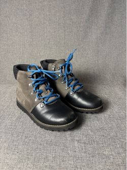 UGG Kids Hilmar Leather & Suede Lace-Up Boots Size 4