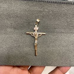 14K gold plated cz diamond cross pendant