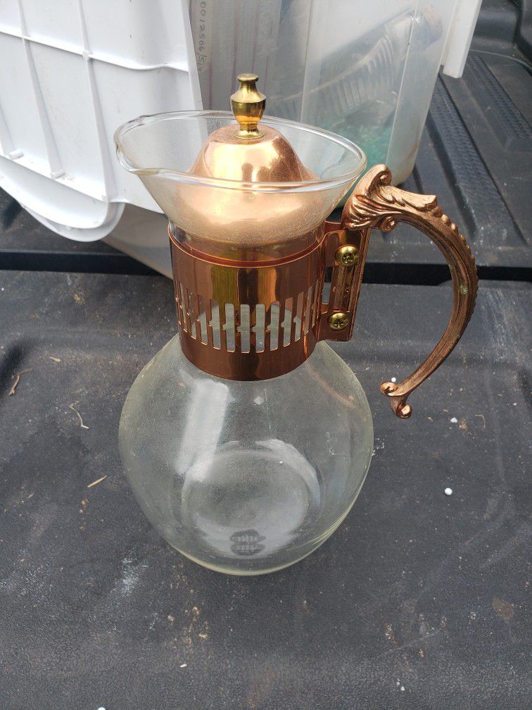 vintage glass carafe with lid 