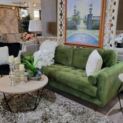 Mid-Century Modern Green Color Sofa