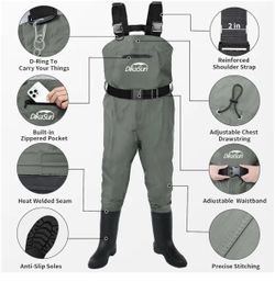 Dikasun Fishing Waders Waterproof 2-Ply Nylon/Pvc Chest Wader Boots For