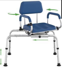 Sliding Shower Chair Tub Transfer Bench Swivel Seat Padded Bath Chair Adjustable 350 lb