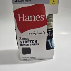 Hanes Originals 3 Stretch Boxer Briefs Men L 36-38" Fits Low On Waist Breathable