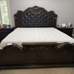 King Bed Frame with Nightstands and mattress!