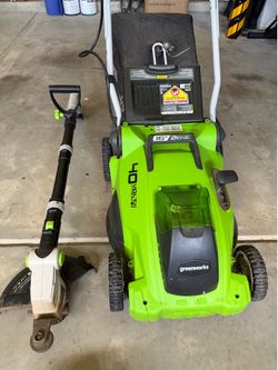 Green works Lawn Mower + Aldipro trimmer