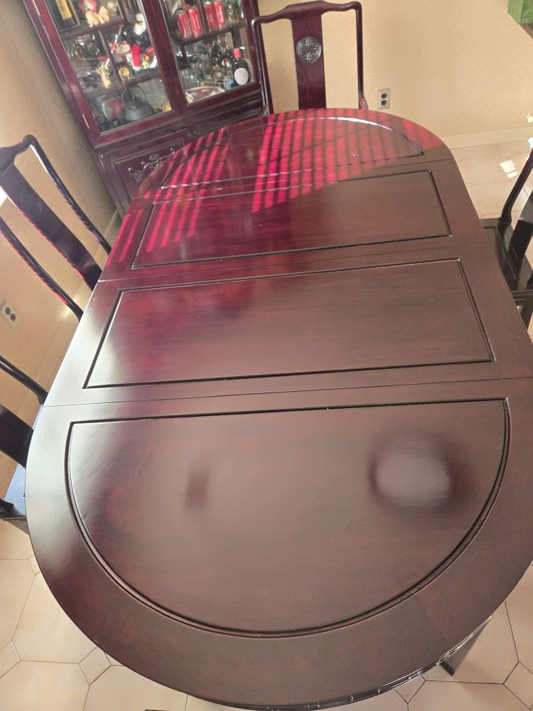 Chinese RED Wood Table Set (6 Chairs)