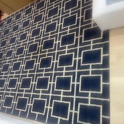 9x12 Navy Blue And Tan Rug