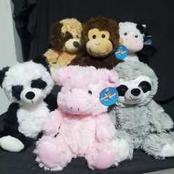 NWT 6 ADORABLE  PLUSH ANIMALS