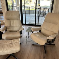 Stressless Brand Swivel Chairs And Ottoman 