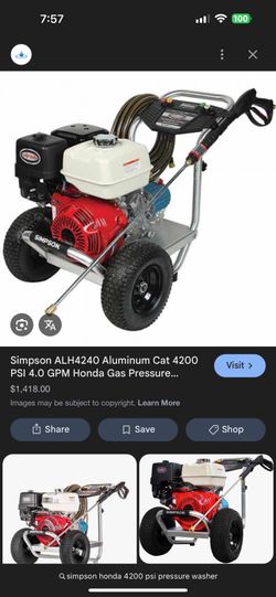 Simpson Honda 4200 Psi Pressure Washer