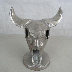 Cast Aluminum Steer Bull Cow Skull With Horns Country Western Decor

