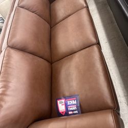 Brown leather couch