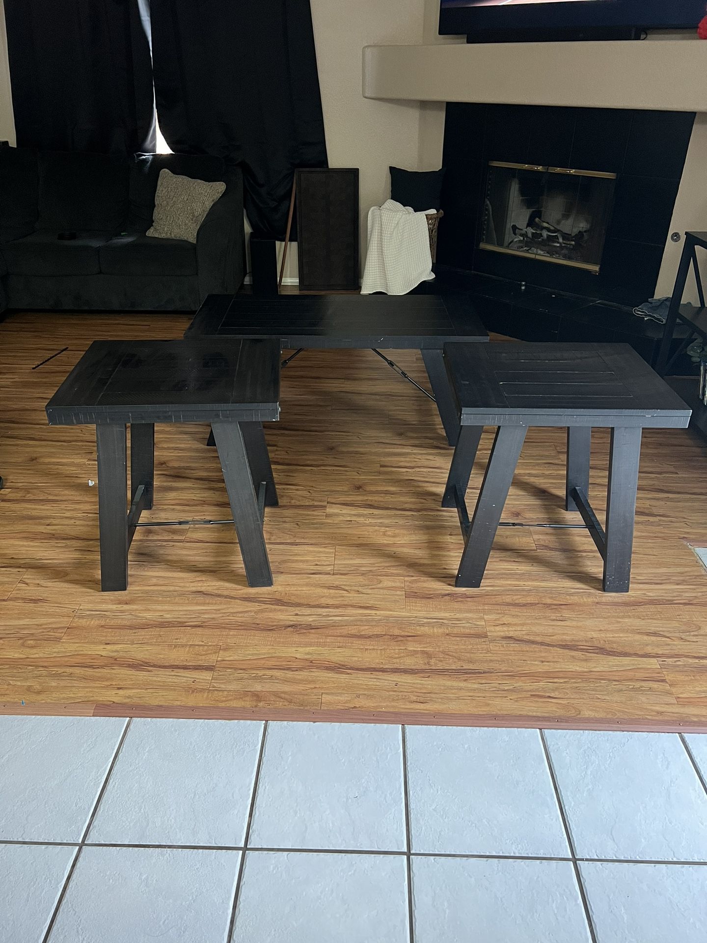 Black Coffee Table And End Tables 