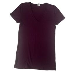 Victoria’s Secret PINK T-Shirt Tee V Neck Short Sleeve Plum Casual Lounge Top Size Small  