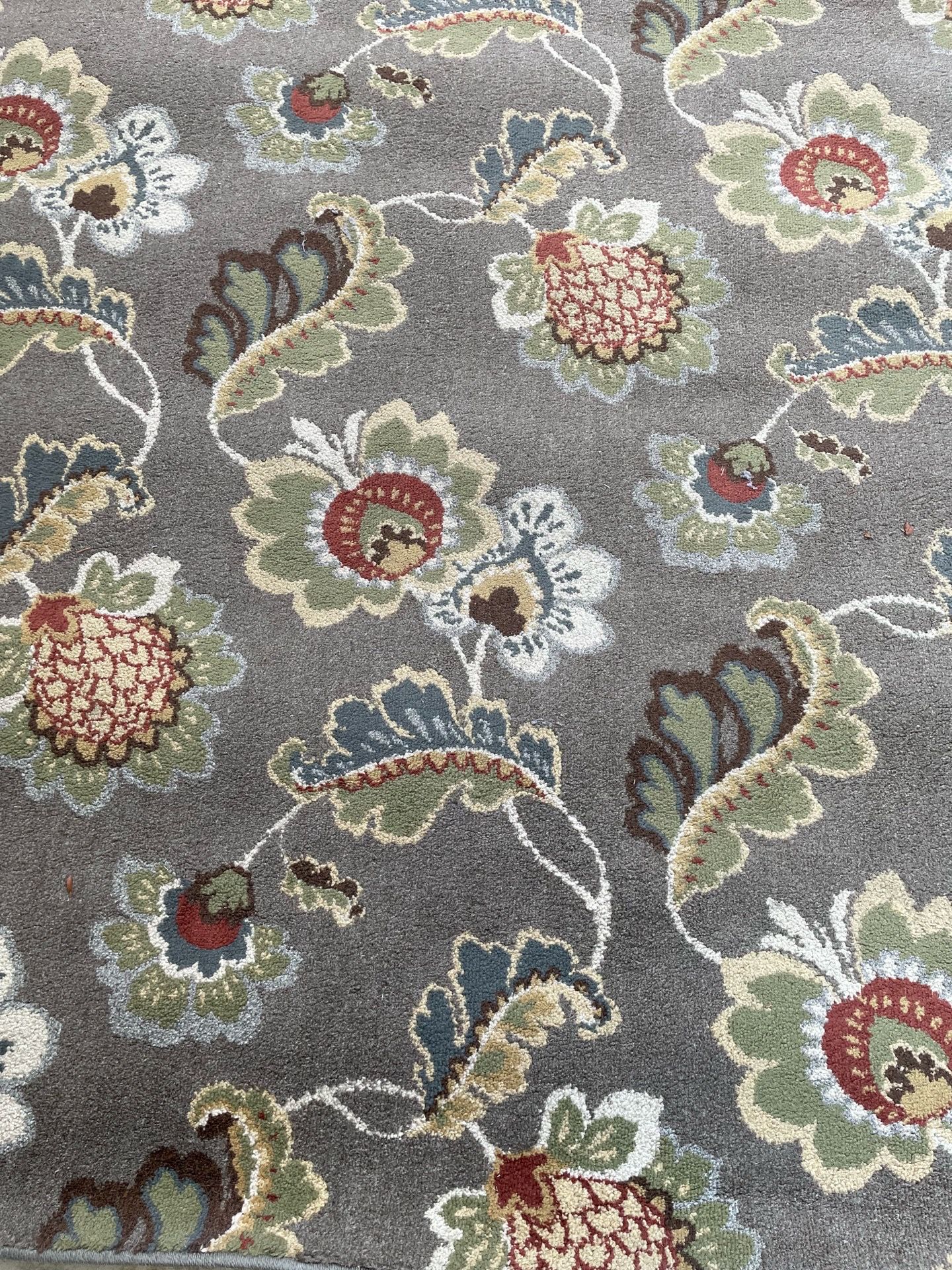 2 Grey Floral Area Rugs 5’ by 8’ and 2’ by 8’