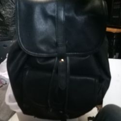 Black Leather Backpack/ Bag