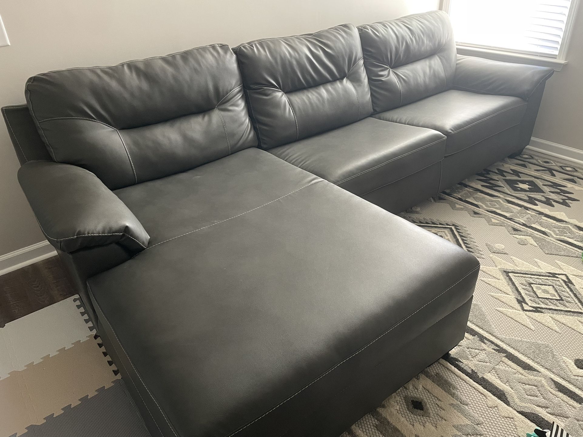 Gray Leather Sectional Couch