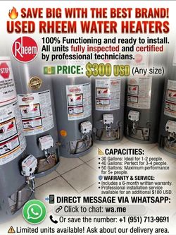 Water heaters 30 40 50 gallons