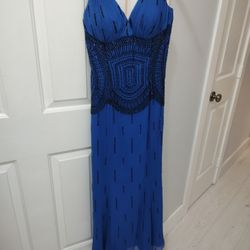 Pretty Blue Gown with Black Beaded Design (6)Mike Benet