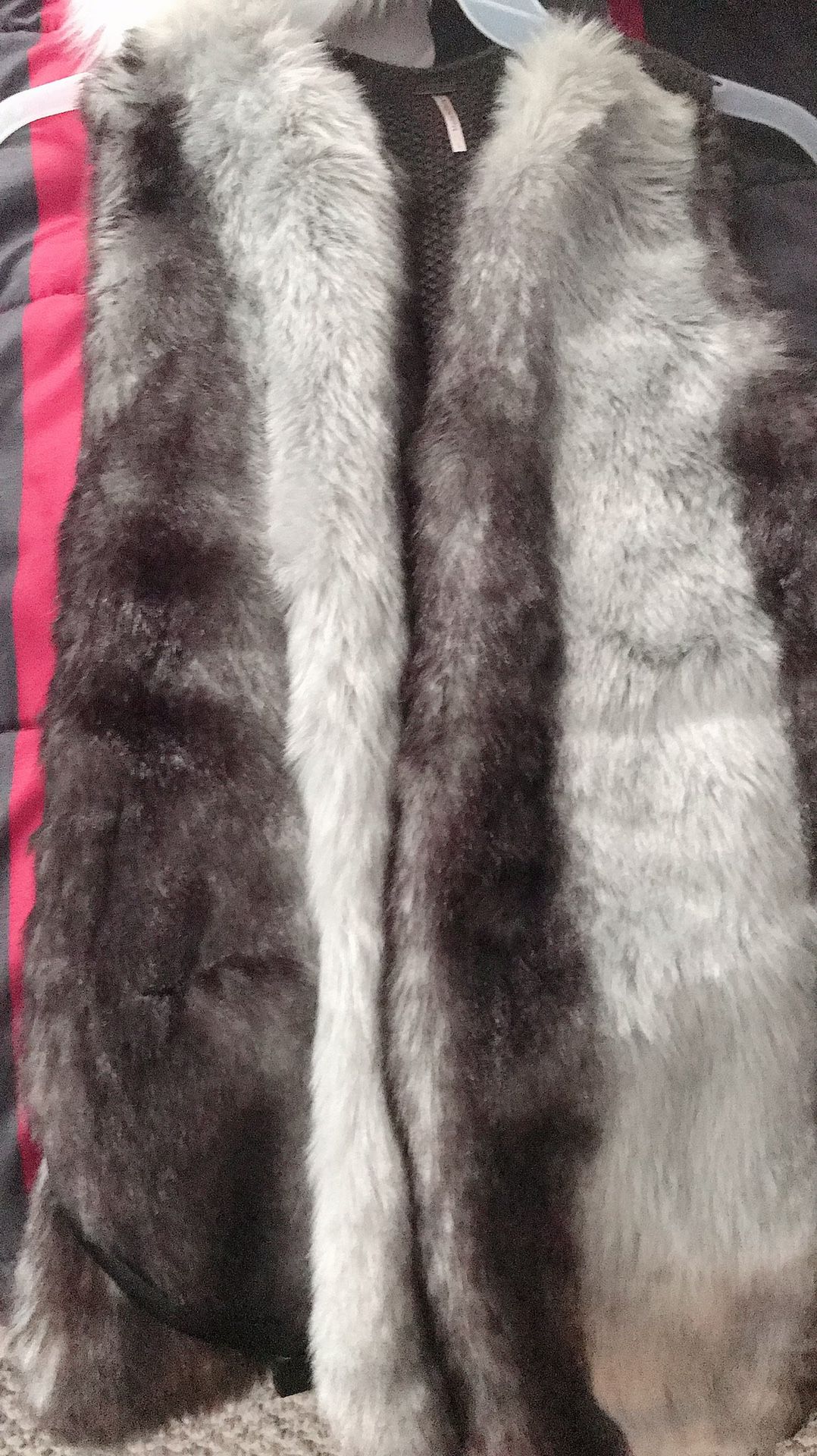 Black and Gray Faux Fur Vest