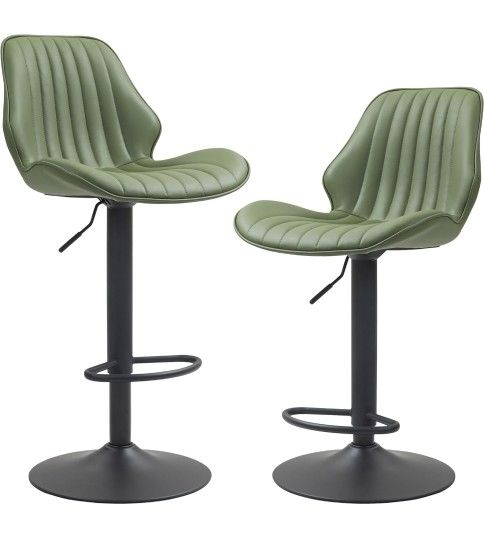 Bar Stools Set of 2 Counter Height, Swivel Barstools with Footrest