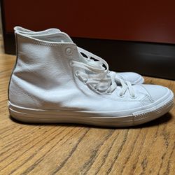 White Leather Hightop Converse