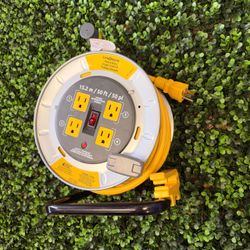 Link2Home Heavy Duty Cord Reel Extension, 50 ft, 12/3 AWG, Yellow $27