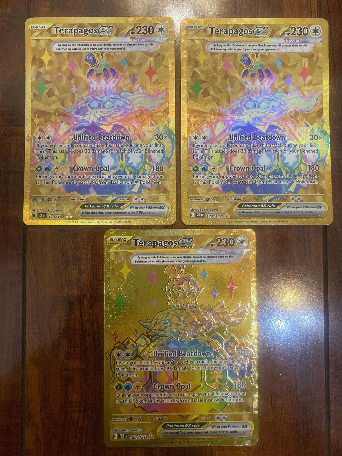 Pokemon Terapagos EX Stellar Crown & Prismatic Evolutions Hyper Rare Gold Lot NM