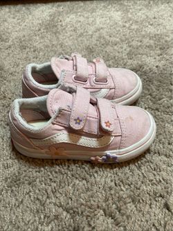 Vans Oldskool V Sk8 Pink floral low top toddler sneakers size 7