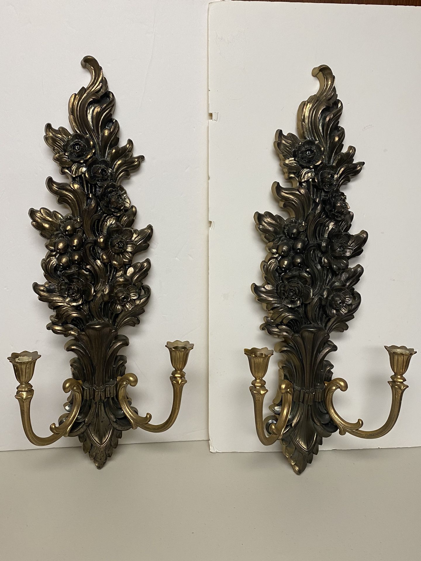 Home Interiors And Gift vintage Floral Glory Two Arms Candle holders sconces