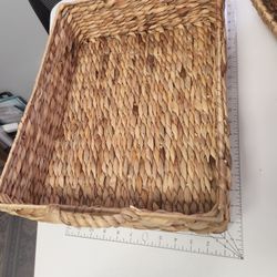 Household Essentials Water Hyacinth Woven Tray with Cutout Handles, Natural