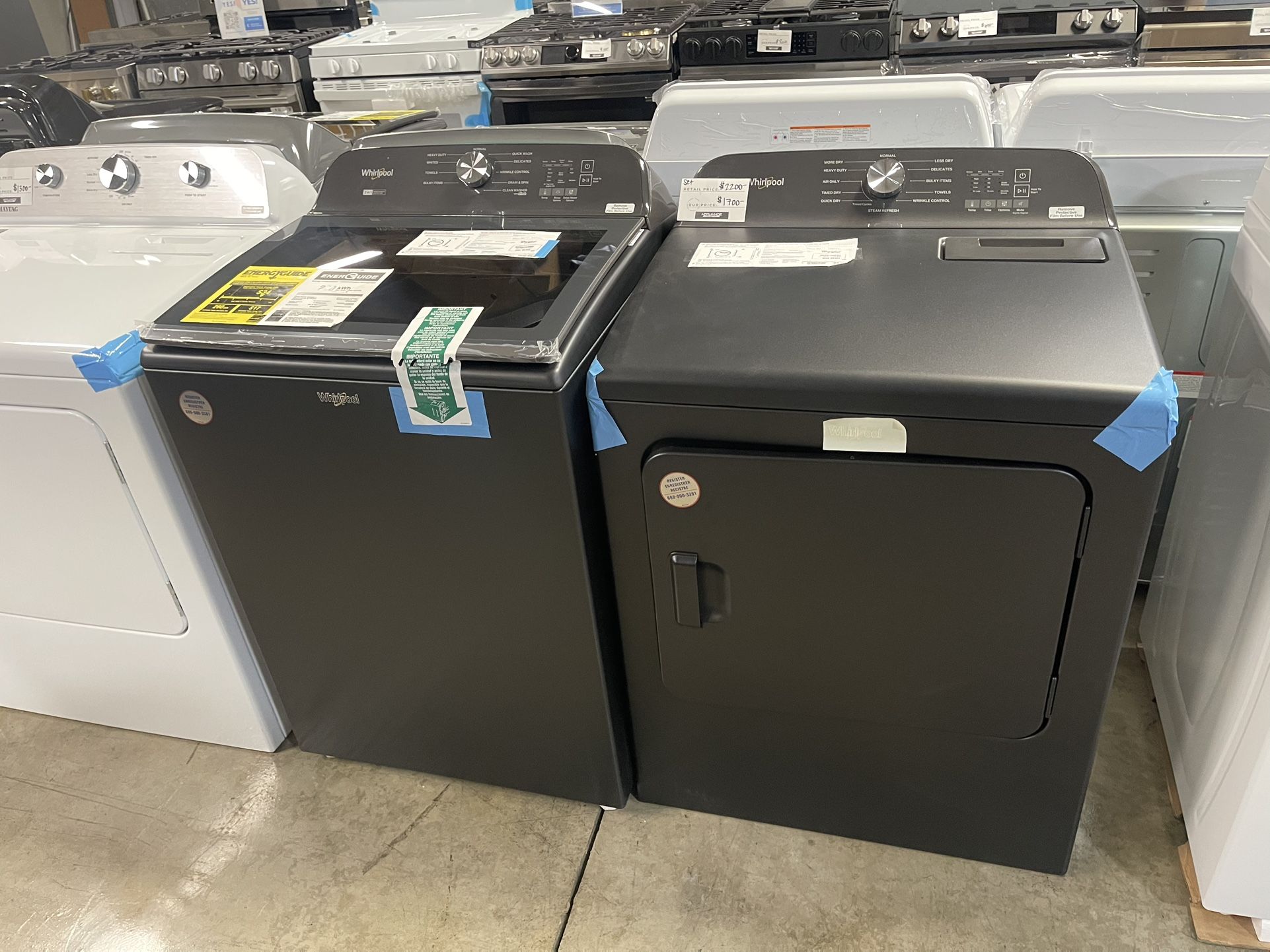 WHIRLPOOL VOLCANO BLACK WASHER SND DRYER SET
