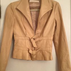 Valentino tan lamb leather jacket size 6