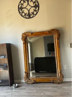 Large Ornate Carved Wood Wall Mirror