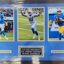 Chargers Justin Herbert Custom-Framed 3-Photo Display Piece 