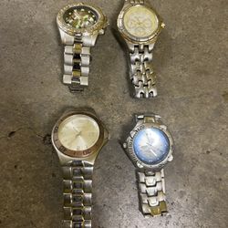 Men’s Silver Tone Metal Watch Lot NEED BATTERIES 