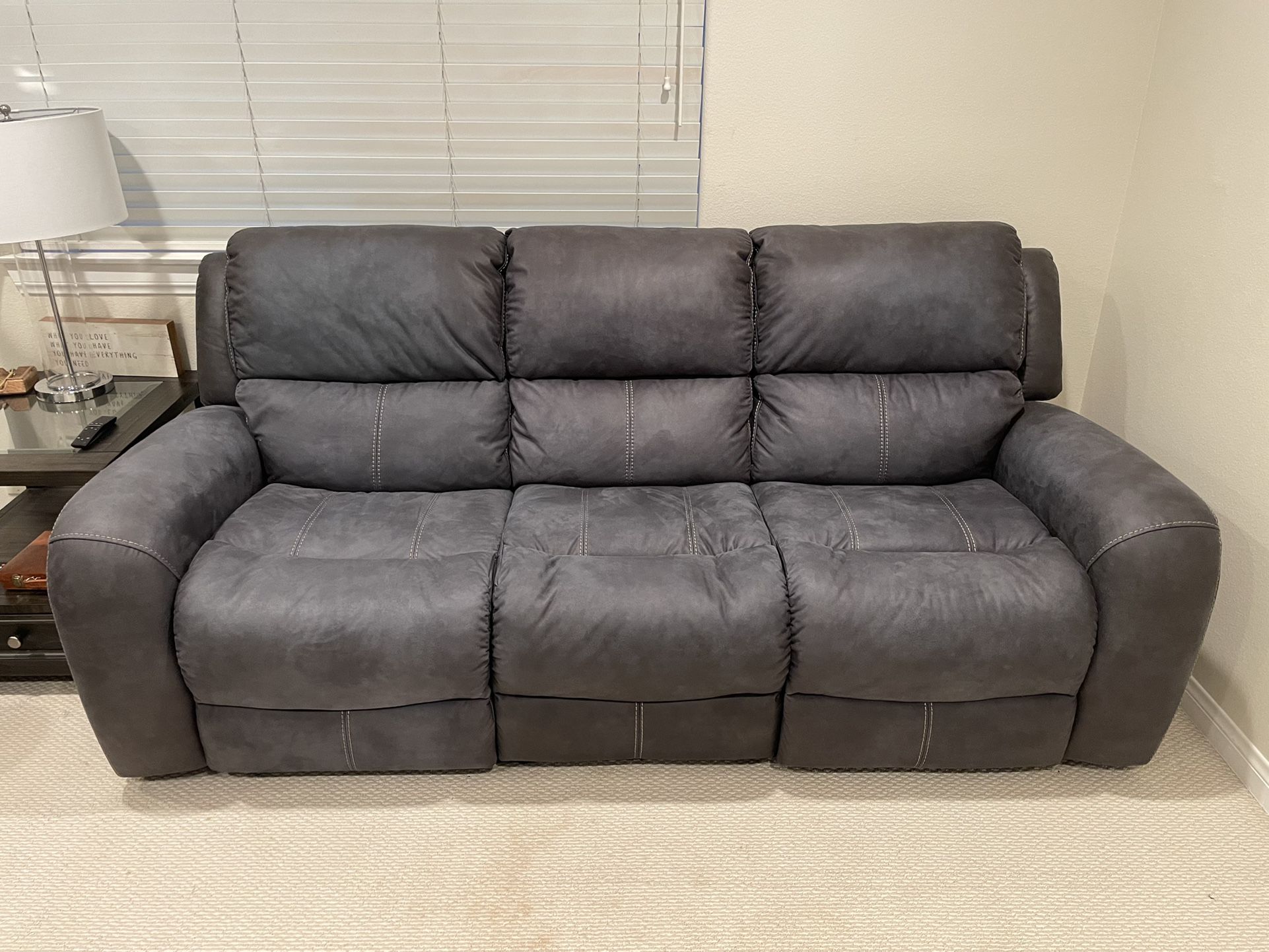 Palmer Grey Power Reclining Sofa With Power Headrest & USB