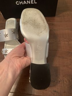 CHANEL Silver Leather Calfskin Crystal Stars Mules Sandals Sz. 38 for Sale  in Las Vegas, NV - OfferUp