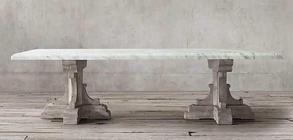 Restoration Hardware 108” Marble & Oak Dining Table