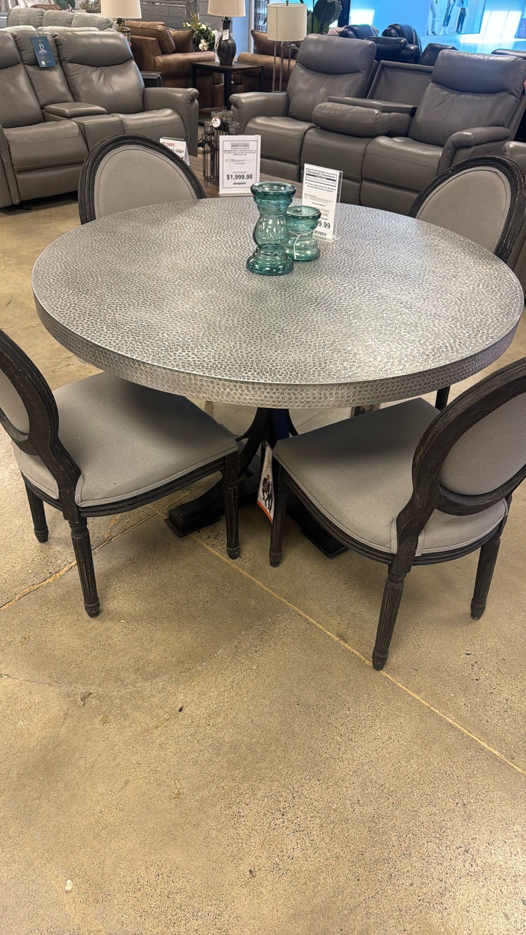 5pc Dining Table Set With Rochelle Bohemian Zinc Top