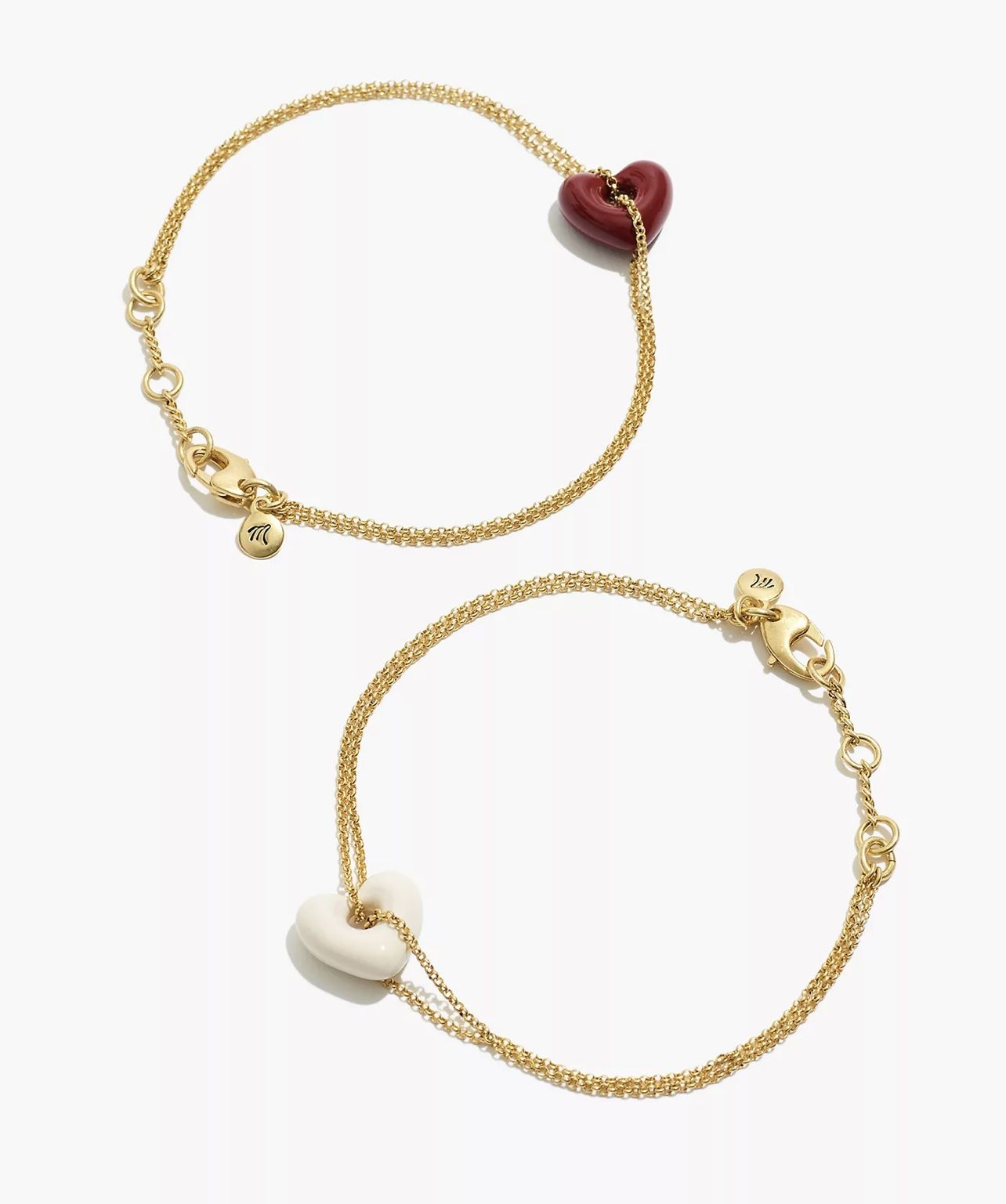 Madewell Enamel Heart Chain Friendship Bracelet Set NWT