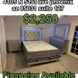 Queen Size Bedroom Set With Pillow Top Mattress And Boxspring Brand New