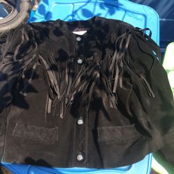 Girls leather suede jacket with fringe is small only $25